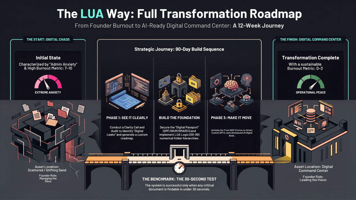 The LUA Way — Full Transformation Roadmap: From Founder Burnout to AI-Ready Digital Command Center in 12 Weeks